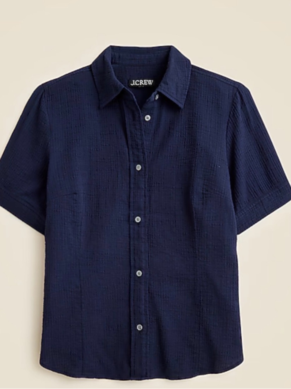 J.Crew  Women’s Short-Sleeve Navy Button-Down Shirt